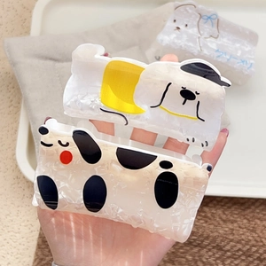 Cute acrylic cartoon dog hair claws with marble texture for women stylish hair styling