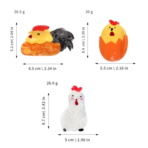 Lot de trois pinces à cheveux en acétate motif coq et poussin pour femmes en tailles variées