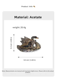 Detail of swan acetate hair claw clip showing 8.3cm length and 26.4g weight specifications