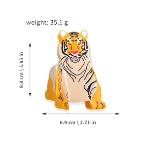 Sitting tiger acetate hair claw clip in orange and white for women and girls