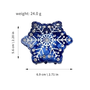 Elegante molletta per capelli a fiocco di neve blu scuro con strass e acetato