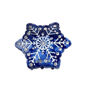 Elegante molletta per capelli a fiocco di neve blu scuro con strass per look invernale