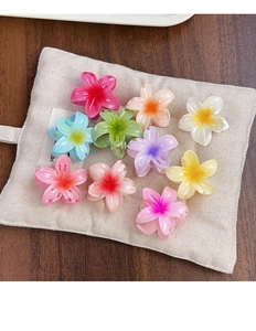 Lot de 10 petites pinces à cheveux en forme de fleur d'hibiscus en résine mate