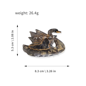 French style swan hair claw clip in tortoiseshell acetate with gold outlines for women
