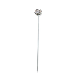 Elegant silver metal camellia hair pin with minimalist lotus bud design for Hanfu outfits