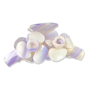 Pince à cheveux fleur en acétate élégante avec dégradé violet et blanc pour femmes