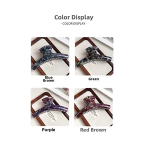 Detailed grid view of PC ink splash hair claw clips in four marble patterns and colors
