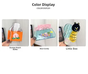 Vues détaillées de pinces à cheveux aux motifs de pêche, bonbon et petite abeille