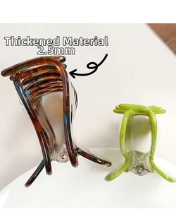 Macro view of 2.5mm thickened acetate hair claw clips in amber and green shades