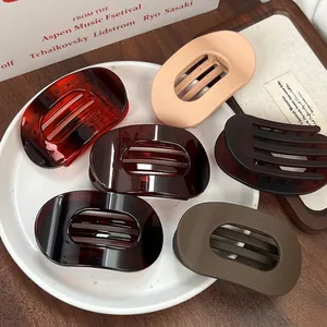 Pince à Cheveux Ovale Minimaliste Bec de Canard Mat Brillant Plat Clip pour Femmes Élégant Accessoire Cheveux en Plastique Acétate