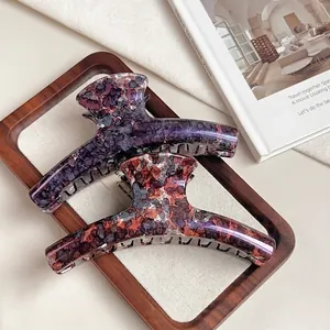 Vintage PC Painted Splatter Marble Pattern Hair Claw Clip Large Retro Shark Clip Aesthetic Hair Styling Accessory For Women