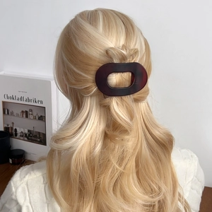 Pince à cheveux plate ovale en écailles de tortue pour coiffure sur cheveux longs blonds