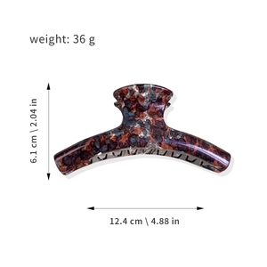 Large tortoiseshell pattern hair claw clip for thick hair, retro ink splatter style