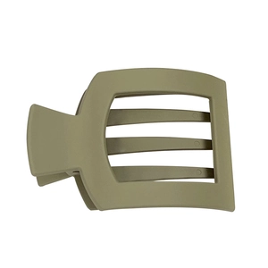 Large matte olive green rectangular hollow hair claw clip for thick hair styling