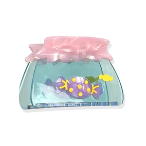 Pince à cheveux en acétate style bonbon aux couleurs macaron avec motifs sucrés