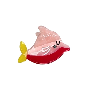 Niedliche Cartoon Fisch Haarklammer in Rosa und Rot mit glänzendem Finish für Mädchen