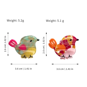 Colorful acetate bird hair clips set with geometric patterns and dimensions 3.6x2.6cm