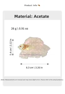 Detaillierte Größenangaben der Goldfisch-Haarklammer aus Acetat mit 8,3 cm Breite