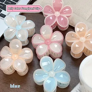 Lot de pinces à cheveux fleurs de frangipanier aux couleurs pastel effet gelée d'été