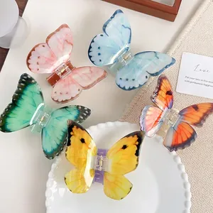 Pince à Cheveux Papillon Esthétique Française Acrylique Dégradé Texture Nacre Barrette Élégante Douce Accessoires de Coiffure Papillon Femmes