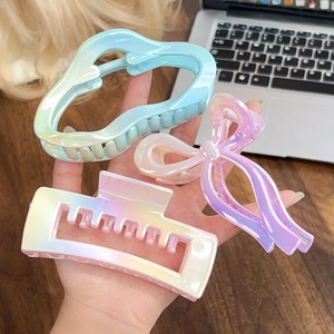 Grande Pince à Griffes en Dégradé Électroplaqué pour Femmes Nœud Papillon Carré Forme de Nuage Barrette Accessoires Cheveux