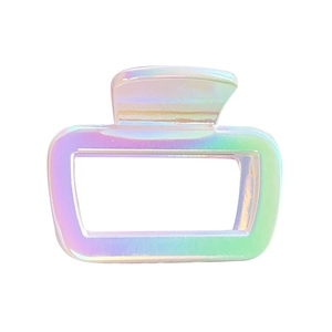 Iridescent gradient hollow square hair claw clip with holographic resin finish for women