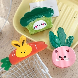Cartoon Vegetable Fruit Hair Claws For Women Cute Acetate Broccoli Carrot Rabbit Cat Design Shark Clip Hair Accessories