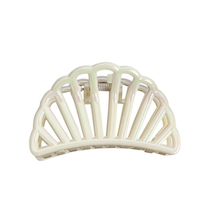 Elegant semicircular shell hair claw clip with pearlescent finish and hollow design