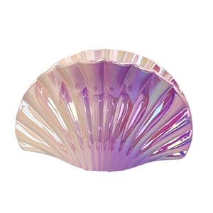 Gradient shell hair claw clip with iridescent finish and wavy scalloped edges for women