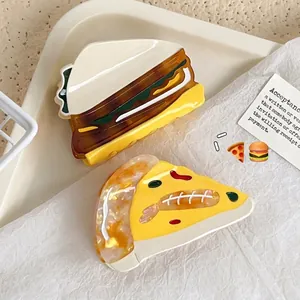 Funny Pizza Sandwich Food Shape Hair Claw Clip For Women Acetate Hair Accessories Strong Hold Shark Clip Non-Slip Decorative Hair Clamp