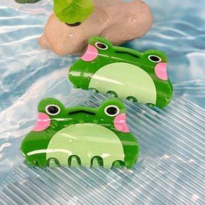 Pince à Cheveux Créative Grenouille Dessin Animé Acrylique Vert Animal Pince Requin Pour Femmes Accessoires Cheveux