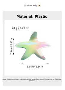 Starfish hair claw clip detail showing 8.5cm size and 20g weight on gradient finish