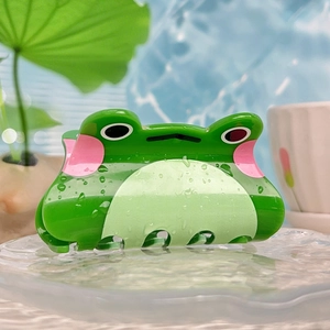 Pince à cheveux mignonne grenouille verte avec texture gouttes d'eau pour coiffure créative