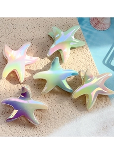 Detailed set of gradient iridescent starfish hair claws with pearlescent metallic finish
