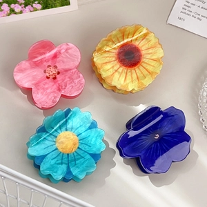 Women's Floral Hair Claw Clip Sunflower Cherry Blossom Daisy Pattern Acetate Style Acrylic Hair Accessories Headwear