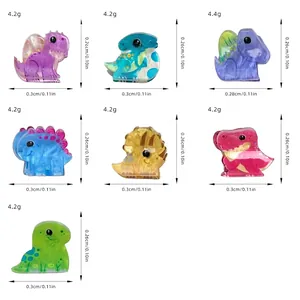 Set of colorful acrylic mini dinosaur hair clips in various cute cartoon animal shapes