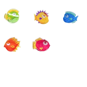 Lot de cinq pinces à cheveux en acrylique en forme de poissons colorés rigolos