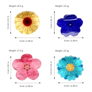 Floral acrylic hair claws set with sunflower and cherry blossom patterns in 4 colors