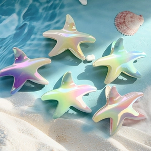 Iridescent Starfish Hair Claw Clip Gradient Ocean Series Shark Clip Decorative Resin Hair Accessory For Women Vacation Beach Style