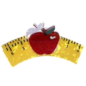 Creative glittery apple and yellow ruler shark hair claw clip for women's hairstyles