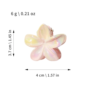 Pink and yellow plumeria hair claw clip with size dimensions 4cm for summer styling