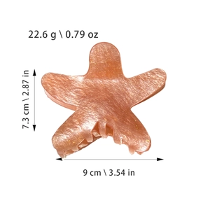 Sparkly starfish hair claw clip made of orange resin with glitter for women's hairstyles