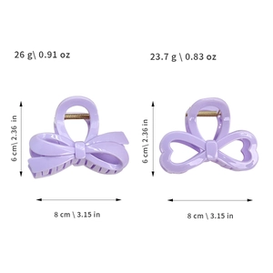 Pinces à cheveux nœud papillon violet avec motifs cœurs ajourés pour femmes