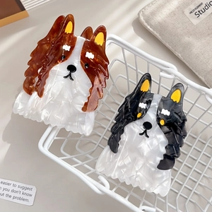 Pince À Cheveux Dessin Animé Chien Border Collie Acétate Marbré Forme Animale Pince Crabe Accessoire Cheveux Pour Femme