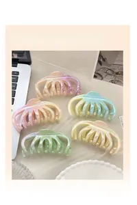 Set of five large gradient pearlescent hair claw clips in pastel spring colors