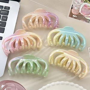 Large Iridescent Gradient Hair Claw Clip For Women High Volume Hair Strong Hold Octopus Shark Clip Korean Fashion Hair Accessories