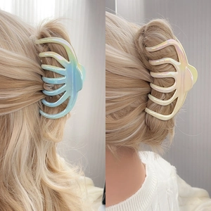 Elegant gradient pearlescent large hair claw clip for thick hair in multiple colors