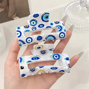 Zweiteiliges Set Haarklammern mit blauem Augen-Muster und Marmor-Design aus Acetat