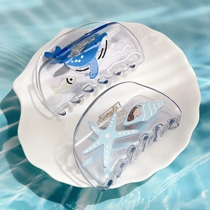 Pince à Cheveux Bleue Série Océan Acétate Baleine Étoile de Mer Conque Pince Requin Accessoires Cheveux Plage Femme