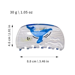 Pince à cheveux baleine bleue translucide pour femmes, accessoire marin océanique